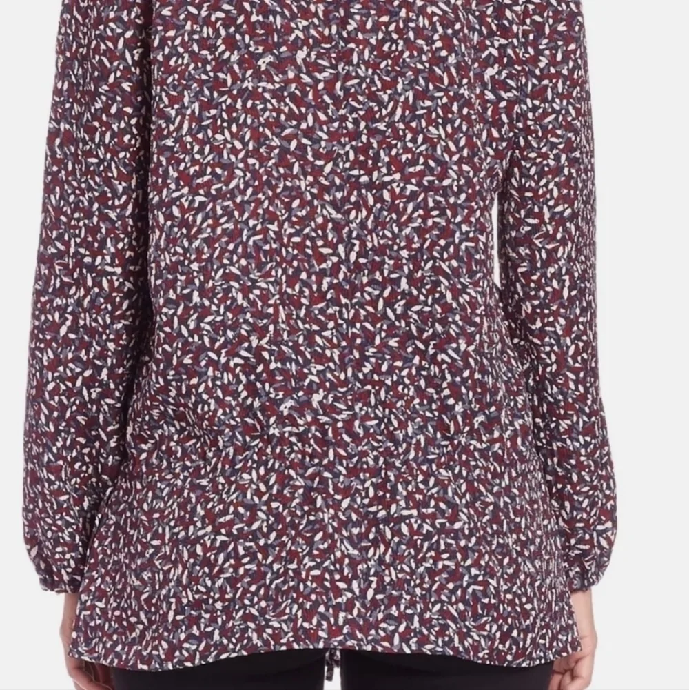 Tory Burch tunic blouse top. Red agate confetti. Sz 8 silk blend